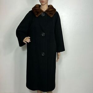 Rubel Originals Rich Mark Vintage Slaviccore Black Wool Mink Collar Winter Coat